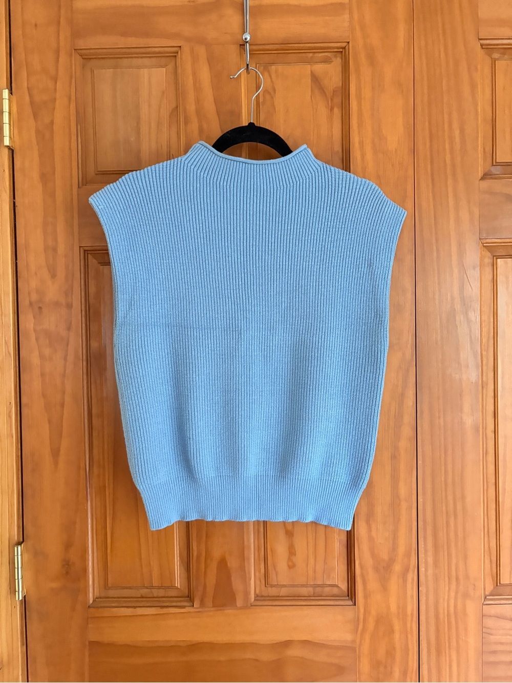 Women’s Blue Mock Neck Sweater Vest Work Fall Sleeveless Sweater Size Medium